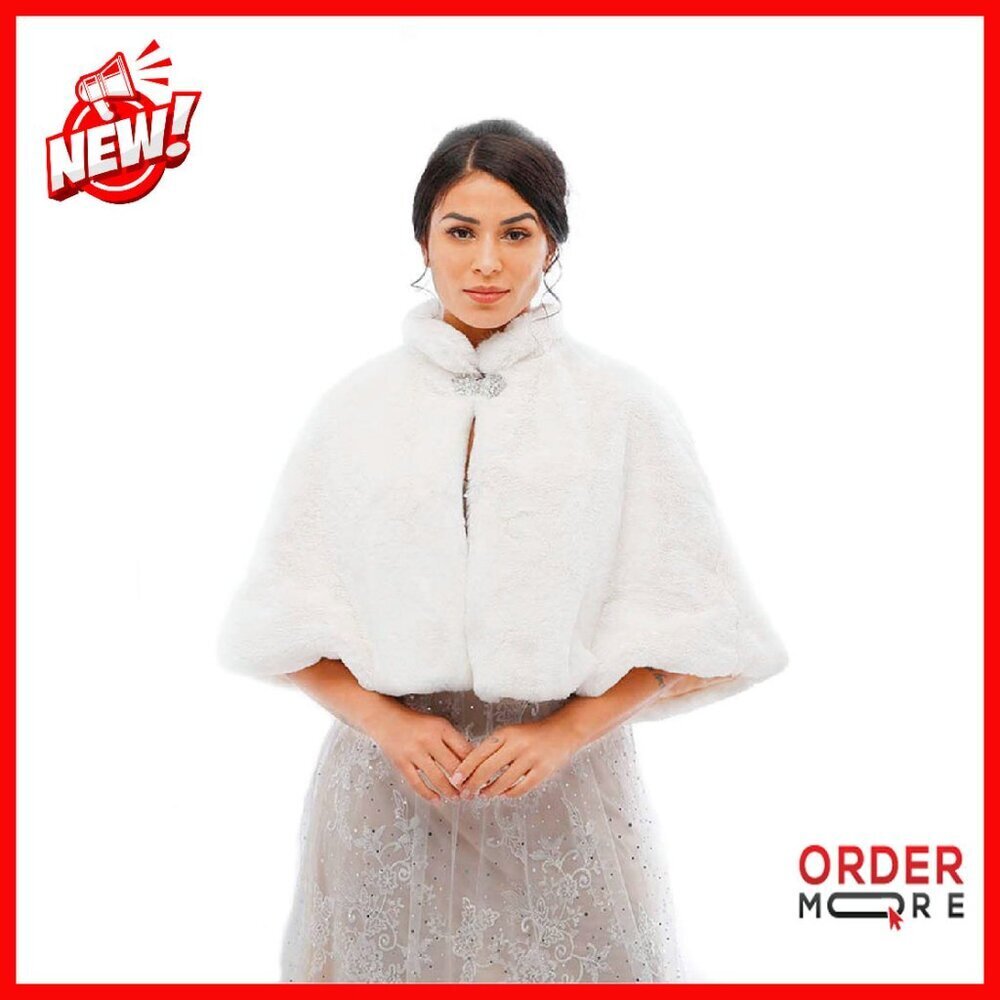 Luxury Faux Fur Shawl Wrap Bridal Stole Cape Wedding Accessory
